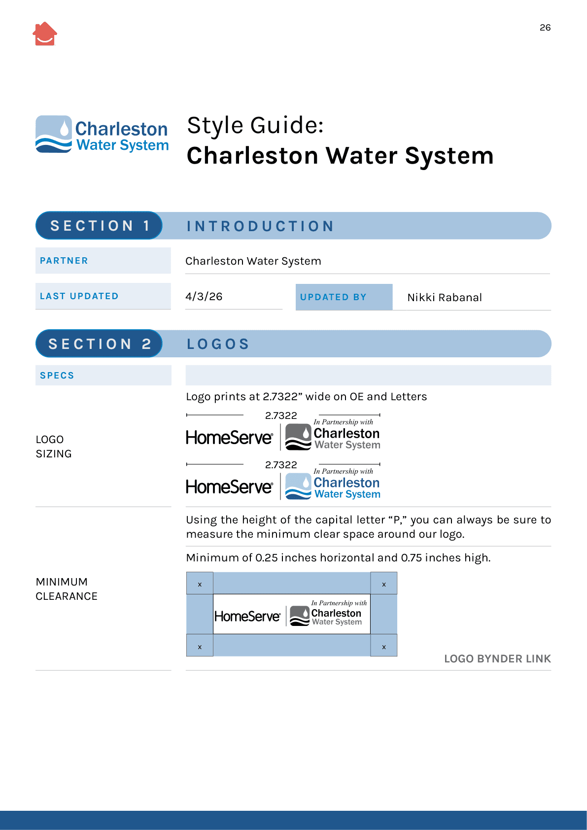 Filled Charleston Water QuickSheet page one with blue partner lockup and clearance.