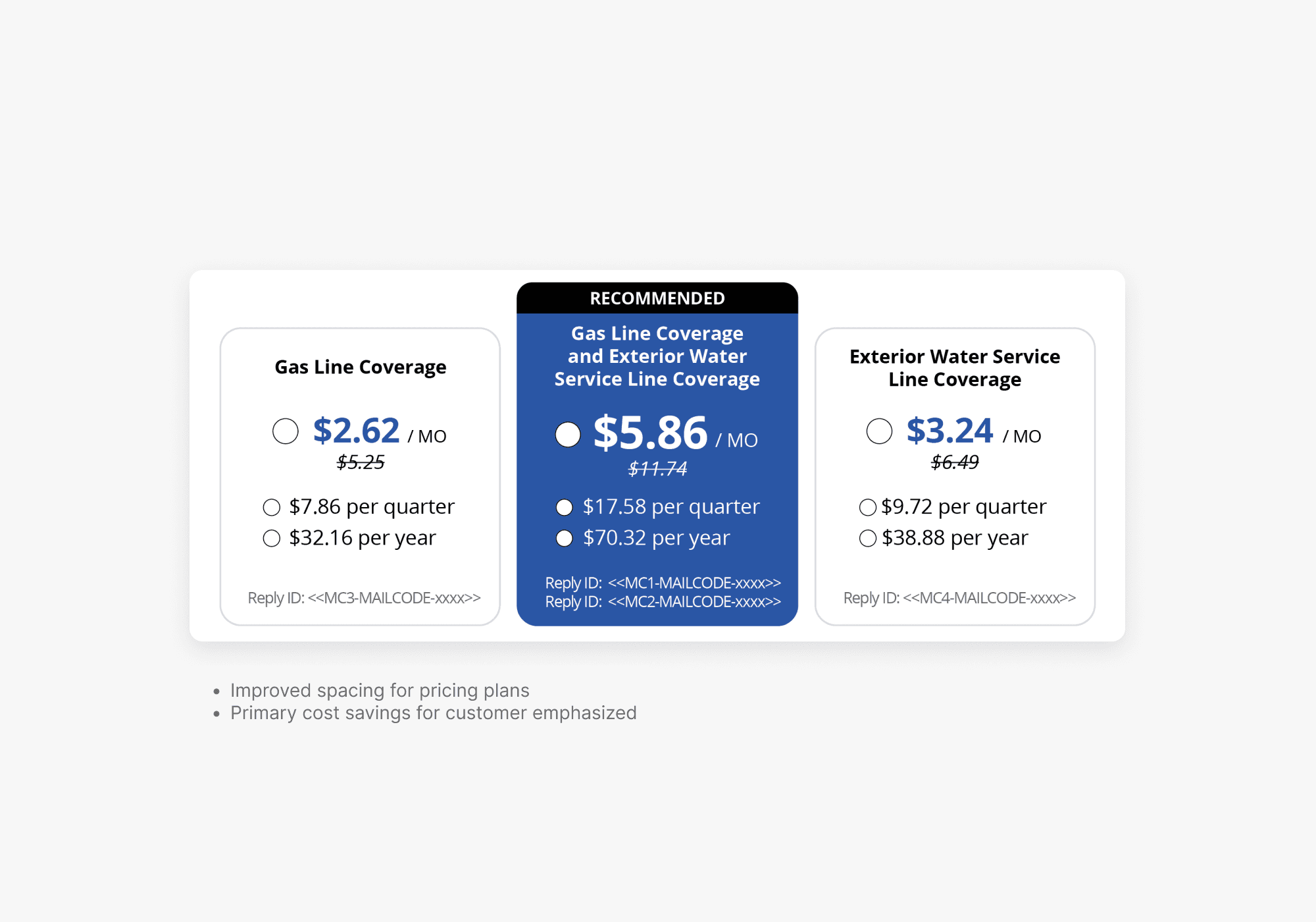Optimized acceptance form with recommended protection plan cards and clearer payment choices.